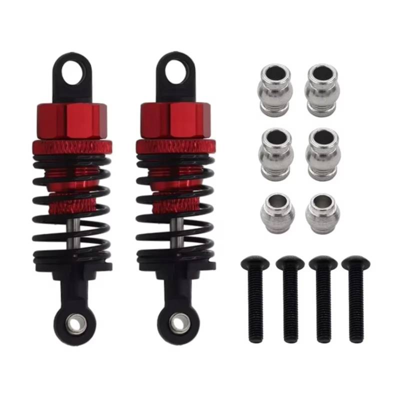 TOQPCZA Für Tamiya Für TT-01 Für TT-02 1/10 RC Auto Upgrade Teile Zubehör Metall Stoßdämpfer Öl Dämpfer Set RC Autoteile(Red,2 PCS) von TOQPCZA