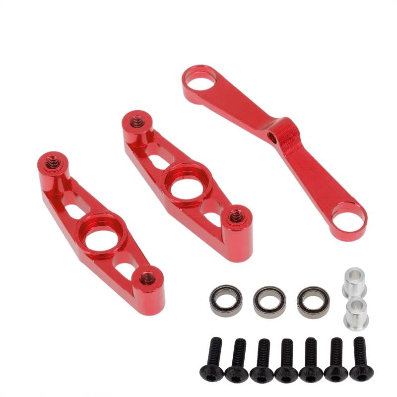 TOQPCZA Für Tamiya Für TT02 Für TT02B Für TT02T 1/10 Fernbedienung Auto Upgrades Teile Zubehör Metall Lenkung Montage Set Teile RC Autoteile(Red) von TOQPCZA