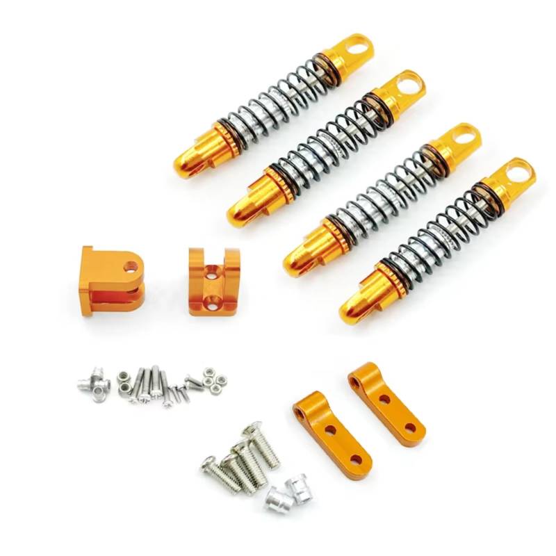 TOQPCZA Für WPL D12 D42 Metall Vorne Hinten Stoßdämpfer Dämpfer Mit Halterung Befestigt Für Sitz RC Auto Upgrades Teile Zubehör RC Autoteile(Yellow,4pcs) von TOQPCZA