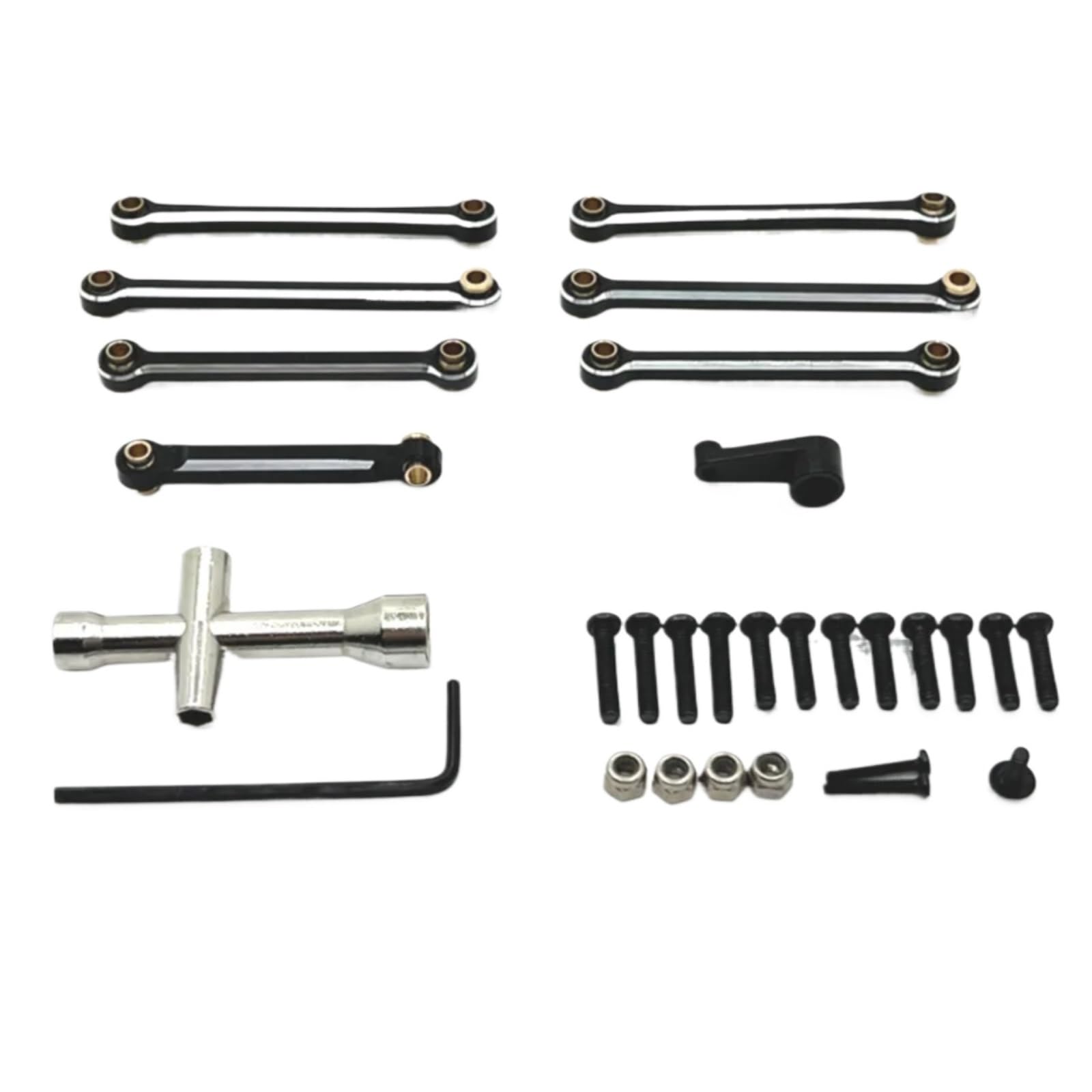 TOQPCZA Für Wltoys Für 144001 144010 124007 124008 124016 124017 124018 124019 Metall Spurstange Linkage Link Rod Servo Arm RC Auto Upgrade Teile RC Autoteile(Black) von TOQPCZA