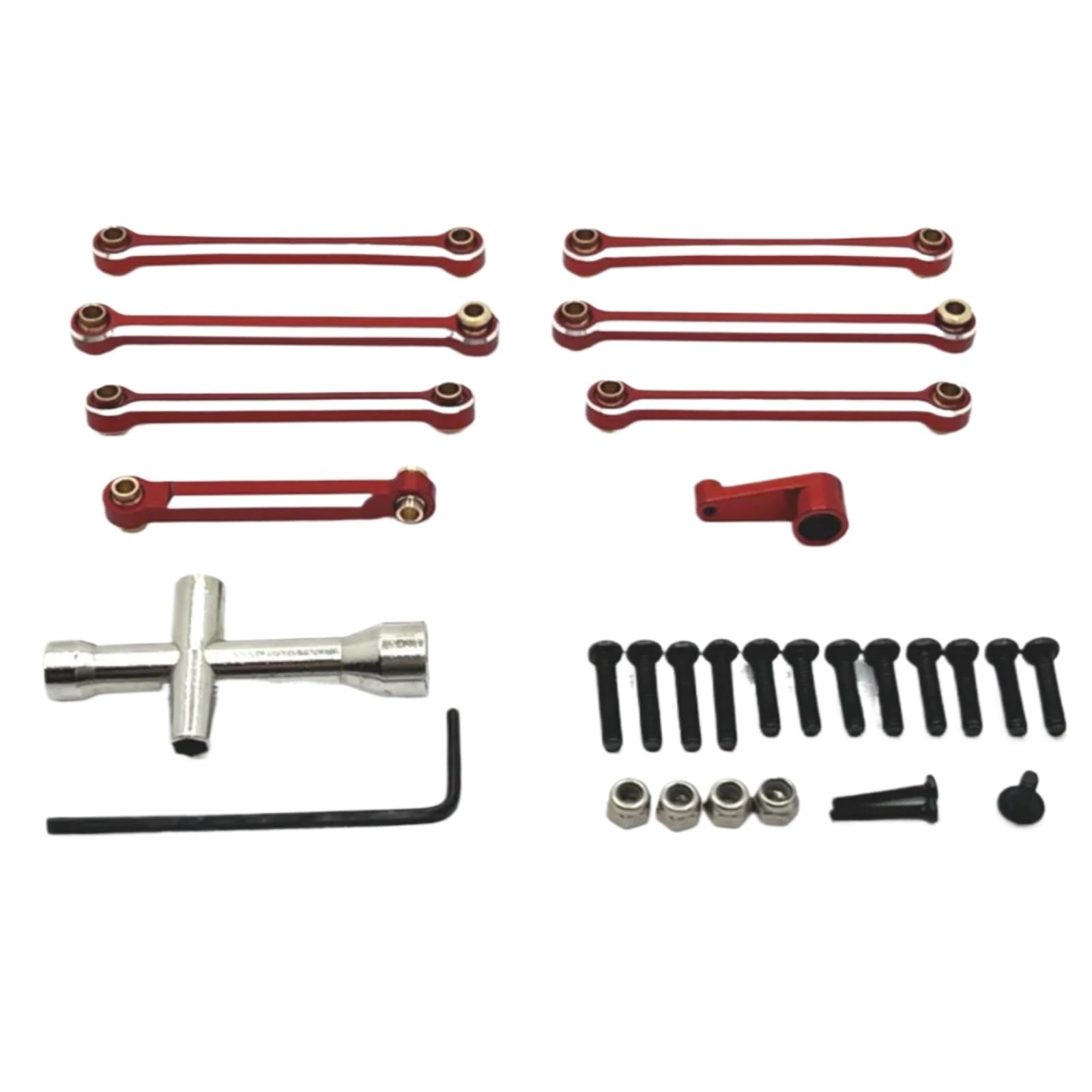 TOQPCZA Für Wltoys Für 144001 144010 124007 124008 124016 124017 124018 124019 Metall Spurstange Linkage Link Rod Servo Arm RC Auto Upgrade Teile RC Autoteile(Red) von TOQPCZA