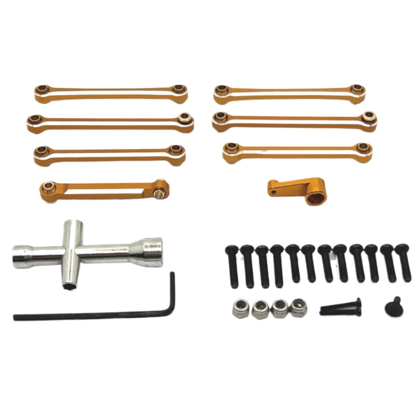 TOQPCZA Für Wltoys Für 144001 144010 124007 124008 124016 124017 124018 124019 Metall Spurstange Linkage Link Rod Servo Arm RC Auto Upgrade Teile RC Autoteile(Yellow) von TOQPCZA