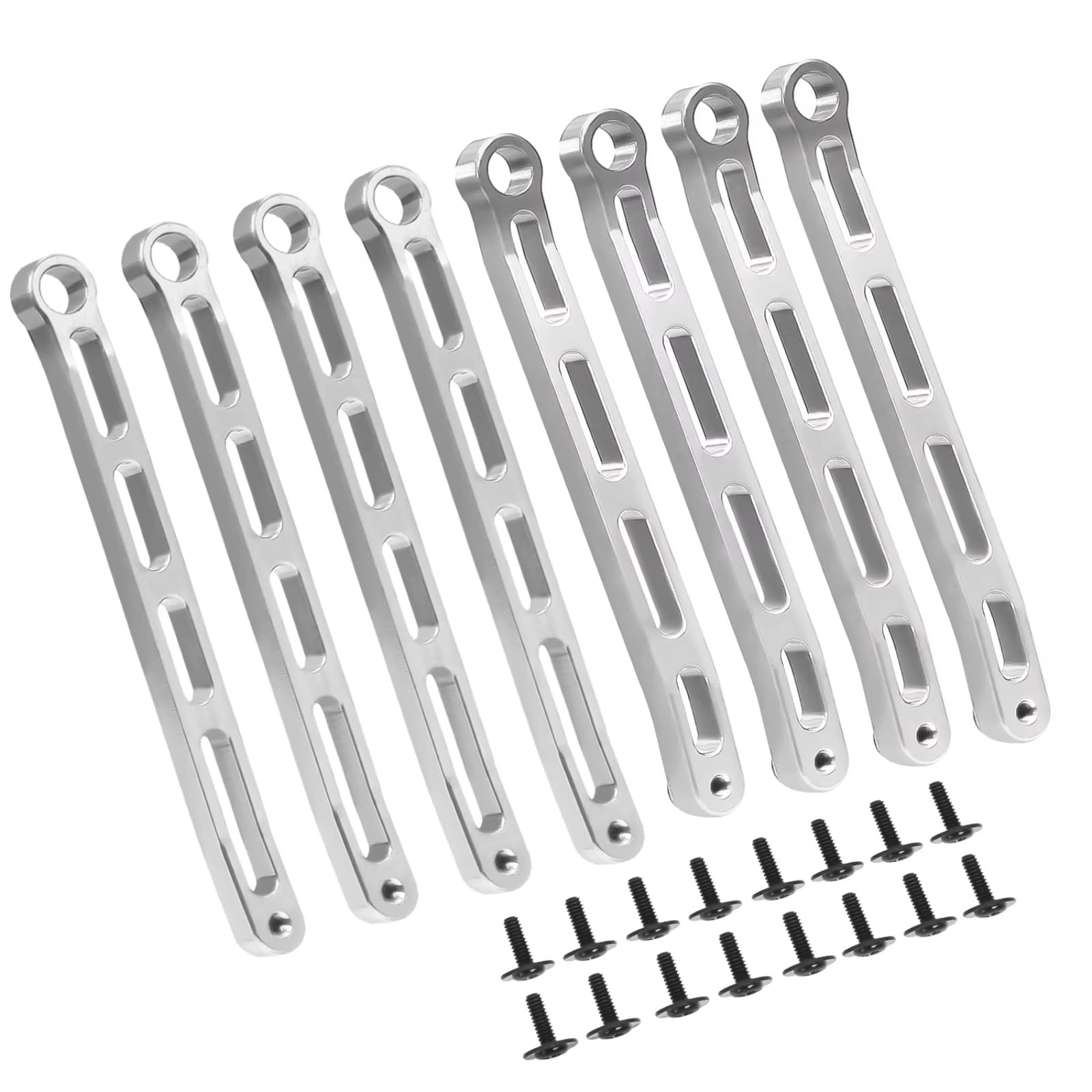 TOQPCZA RC Autoteile Für MN78 1/12 Metall Für Chassis Links Zugstange Spurstange Set RC Auto Upgrades Teile Fernbedienung Auto Ersatz Teile(Silver) von TOQPCZA