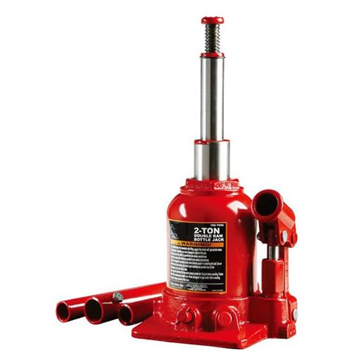 Torin BIG RED Jacks TF0202 2-Tonnen (150-370mm) Hydraulischer Doppel-Ram Flaschenheber Wagenheber niedriges Profil für Autoreparatur und Hausaufzug, Double Ram Low Profile, Rot von TORIN BIG RED JACKS