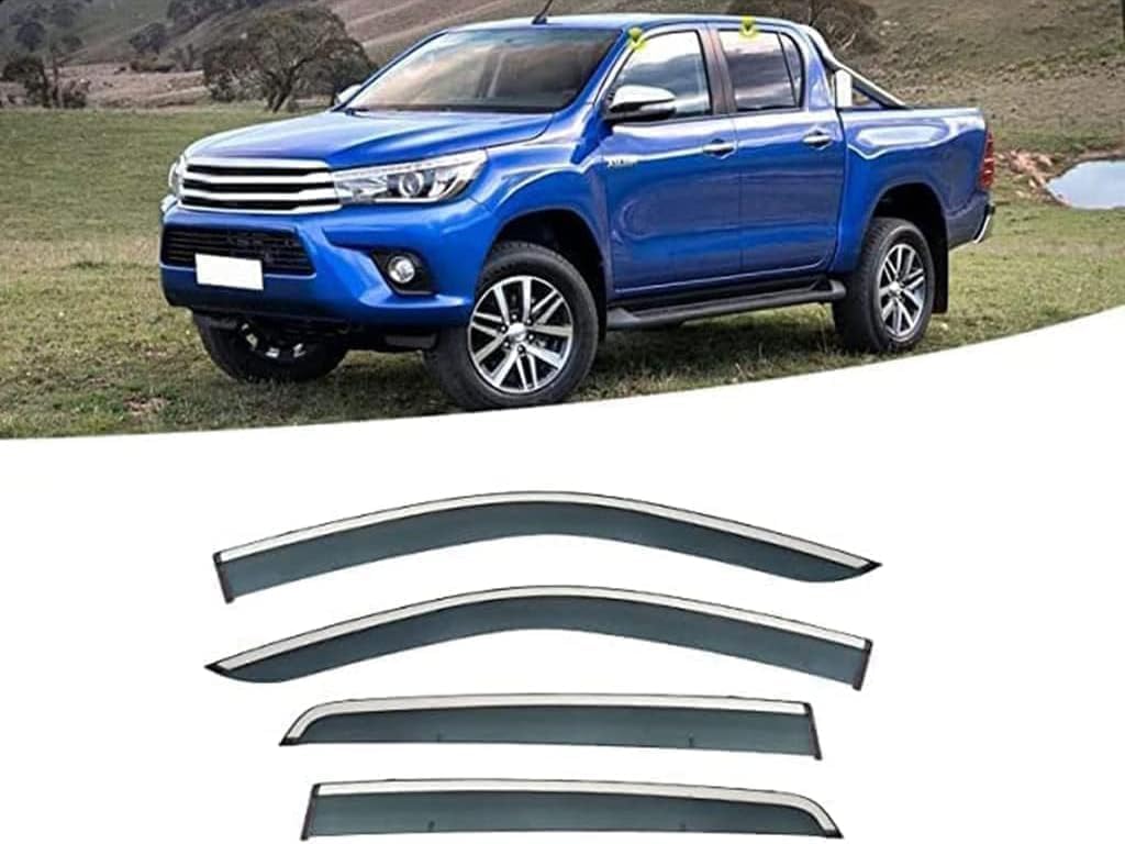 Vorne Hinten Regen Schild Für Toyota Hilux 2015-2023, Fenster Sonne Regen Schatten Visiere Schild Shelter Schutz von TORTES