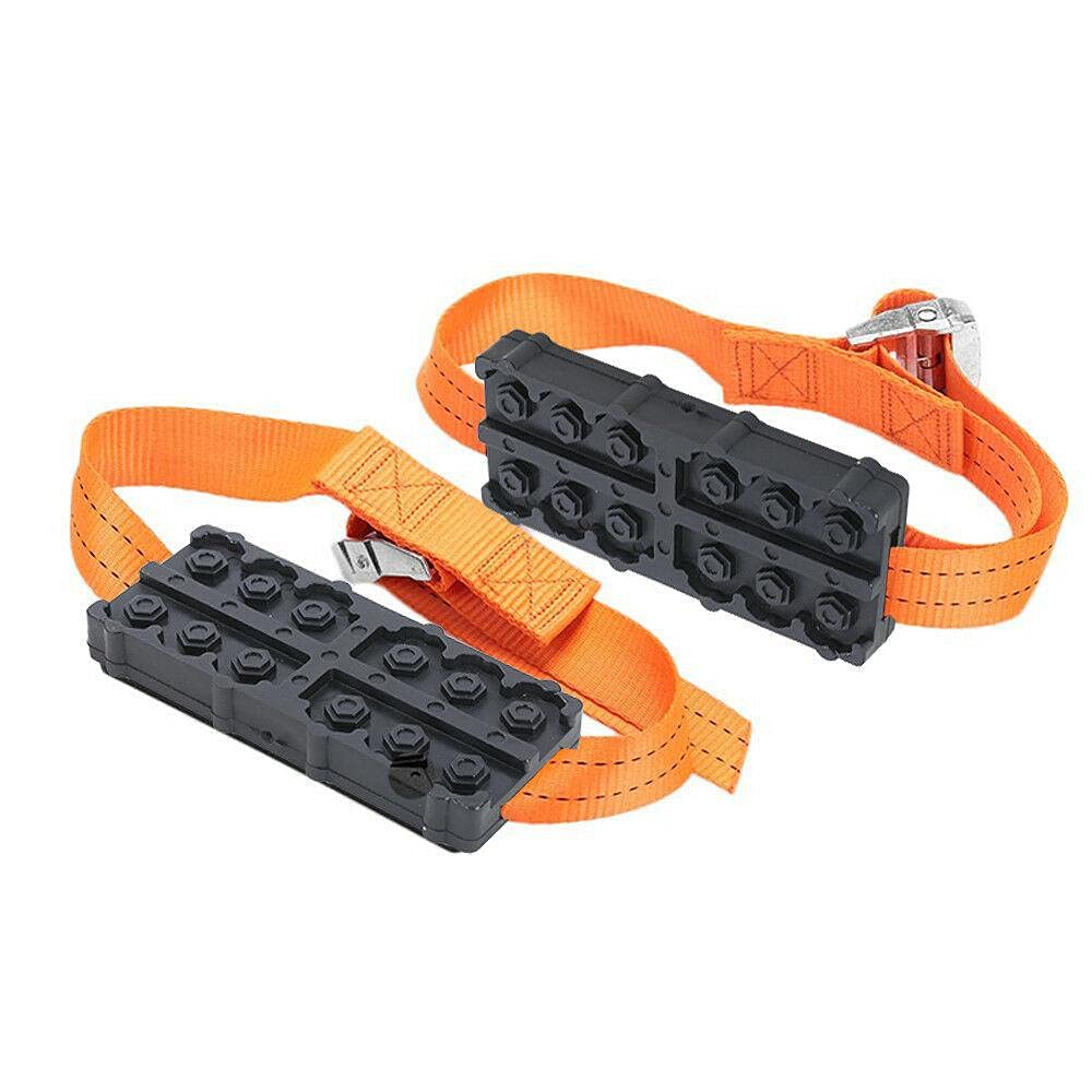 Auto Anti-Rutsch-Ketten, TOTMOX Reifen-Traktionsgerät für Schnee Schlamm Sand, Universal PKW LKW SUVs Schneeketten Gummi Nylon Orange (Packung mit 2 Stück) von TOTMOX