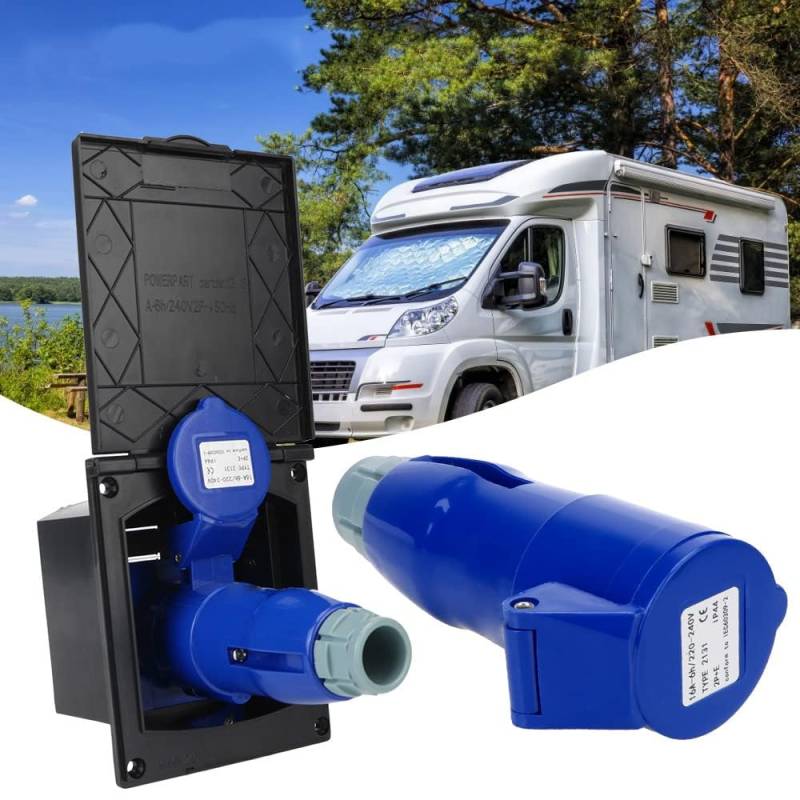 TOTMOX 220V 16A Steckdose mit reinem Kupferanschluss für Wohnmobil, Wohnmobil, Wohnwagen, IP44 wasserdichte Steckdose mit Schutzabdeckung von TOTMOX