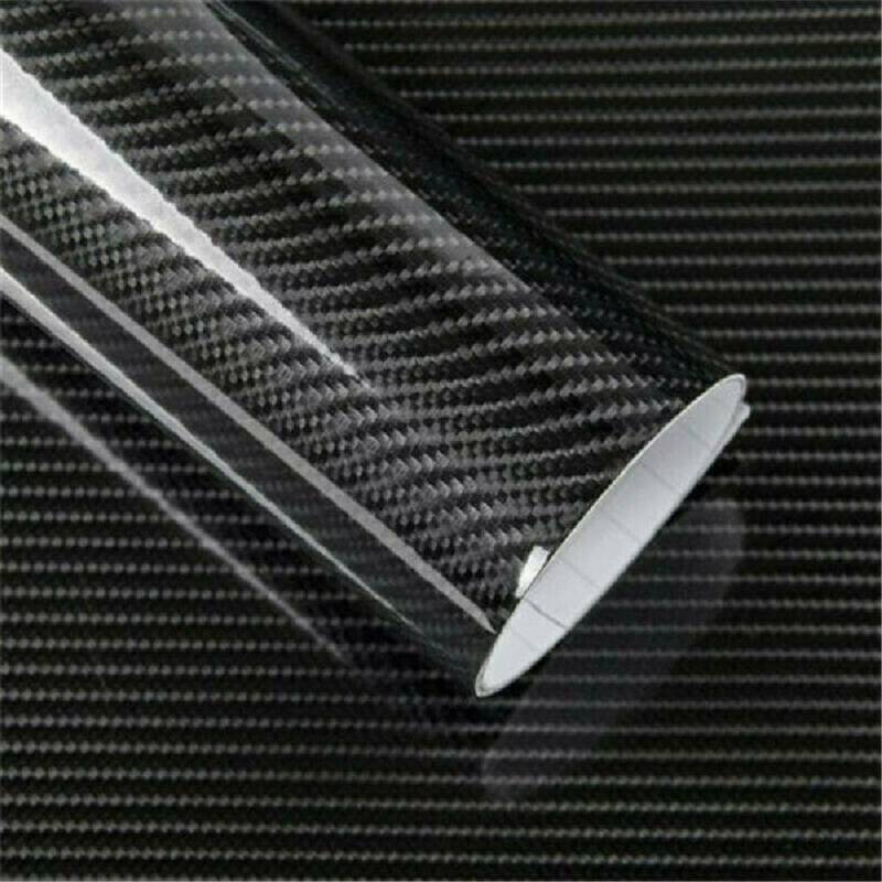 TOTMOX 30x152cm/50x152cm PVC 5D Carbon Fibre Black Vinyl Wrap Sheet Film Sticker, 5D Glossy Mirror Selbstklebend Blasenfrei Aufkleber Rolle von TOTMOX