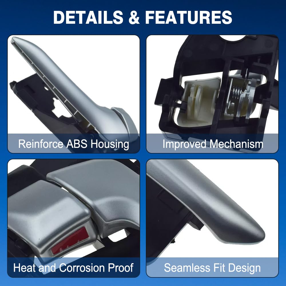 TOTMOX Auto-Innentürgriff, Silber-Schwarz-Türgriff, Auto-Innentürgriffe, Kompatibel mit Kia Picanto/Morning 2011-2016, Vorne Rechts von TOTMOX