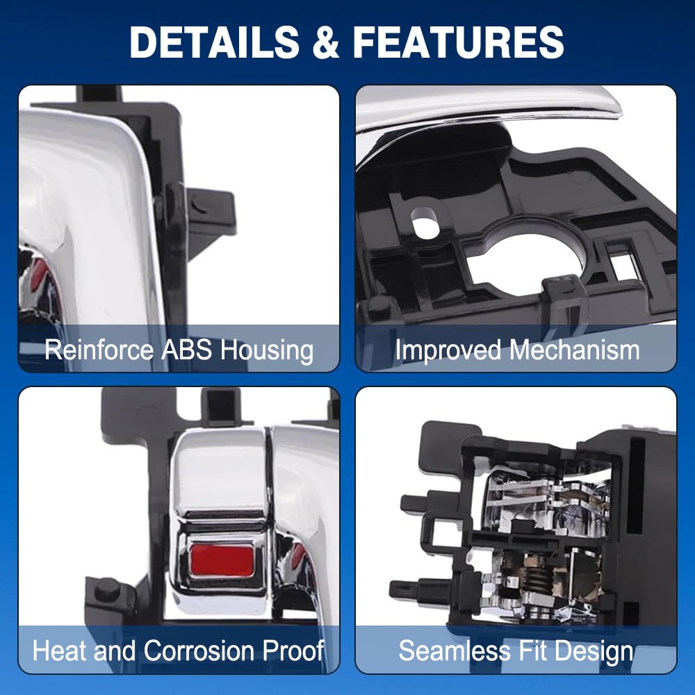 TOTMOX Auto-Innentürgriff, schwarzer Chrom-Türgriff, Auto-Innentürgriffe, kompatibel mit KIA Forte Sedan 2009–2012, vorne rechts, hinten rechts von TOTMOX