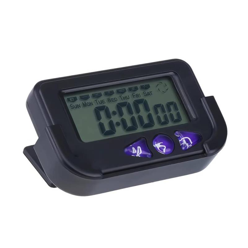 TOTMOX Elektronische Autouhr Mit Schwarzem Lcd-Display Für Fahrzeug, Zuhause, Büro, Reisen, Elektronische Mini Autouhr, Armaturenbrett Chronograph Mit Klebepad, 72 X 44 X 27 Mm von TOTMOX