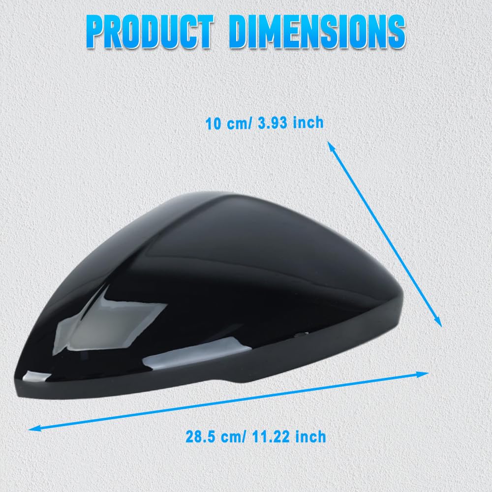 TOTMOX Ersatzabdeckung für Autotür-Außenspiegel, 1 Paar schwarze Rückspiegelkappenschale universell für Links- und Rechtslenker, kompatibel mit Opel Astra K B16 2015–2021, rechts von TOTMOX