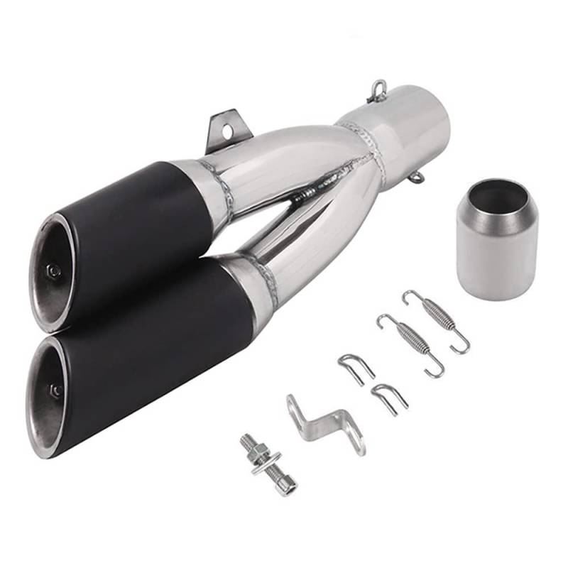 TOTMOX Motorrad-Scooter-Edelstahl-Auspuff mit Auspuffrohren mit 51 mm Durchmesser, Dual-Outlet-Auspuffrohr-Kit mit Auspuffrohrspitze von TOTMOX