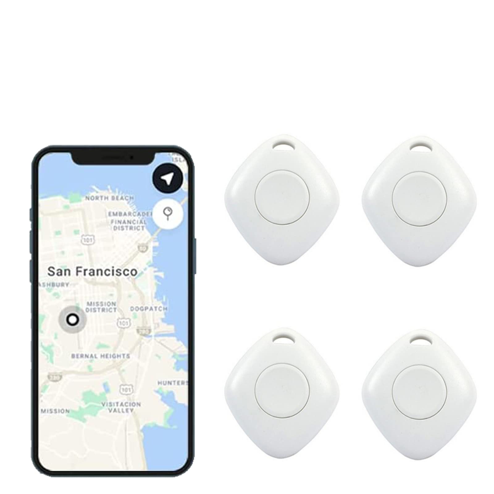 TOTMOX Smart Bluetooth Tracker & Schlüsselfinder, Schlüsselfinder-Gerät mit App, GPS-Tracking für Kinder, Schlüssel, Gepäck, APP-Steuerung, kompatibel mit iOS und Android, 4er-Pack, Schwarz von TOTMOX