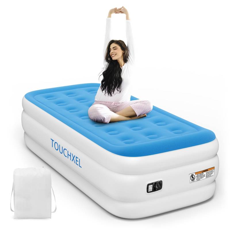 TOUCHXEL Luftmatratze 1 Person, Luftbett Selbstaufblasend Gästebett mit Elektrischer Pumpe & Integrierter Kissen, Aufblasbare Matratze Einzelbett für Camping oder Heimgebrauch, 196 x 97 x 47cm von TOUCHXEL