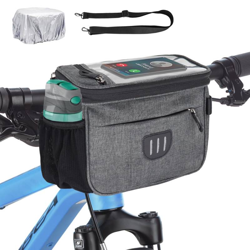 TOURSLOV Lenkertasche Fahrrad, mit Handytasche Fahrrad, Regenhülle und Schultergurt, Tasche Fahrrad, Fahrrad Rahmentasche, Fahrradkorb Vorne Ebike Rennrad Mountainbike von TOURSLOV