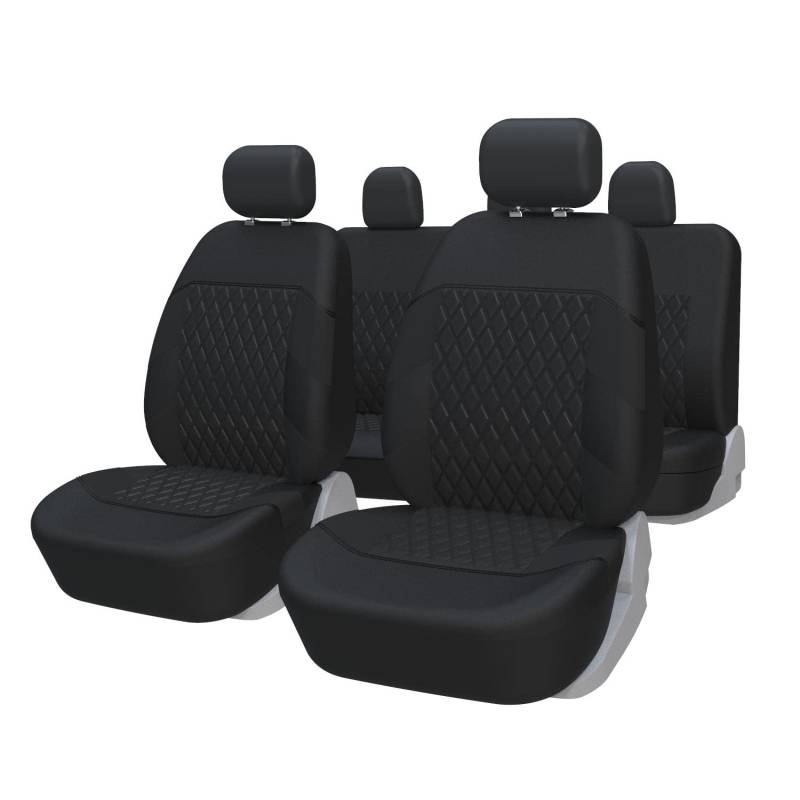 TOYOUN Autositzbezüge Universal Set Schwarz - Auto-Sitzbezüge Komplettset - Auto-Sitzschoner/Schonbezüge Universell passende Auto, 2 Vordersitzbezüge, 1 Rücksitzbezug von TOYOUN