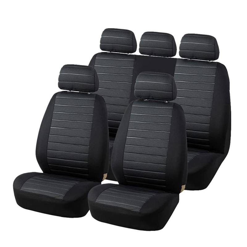 TOYOUN Autositzbezüge Full Set Universal Fit Jacquard Tuch Auto Sitzbezüge Set Grau Sitzbezüge Auto Set Stoff Universal Autositzbezüge Sitzschoner Auto Schonbezug Autositz von TOYOUN