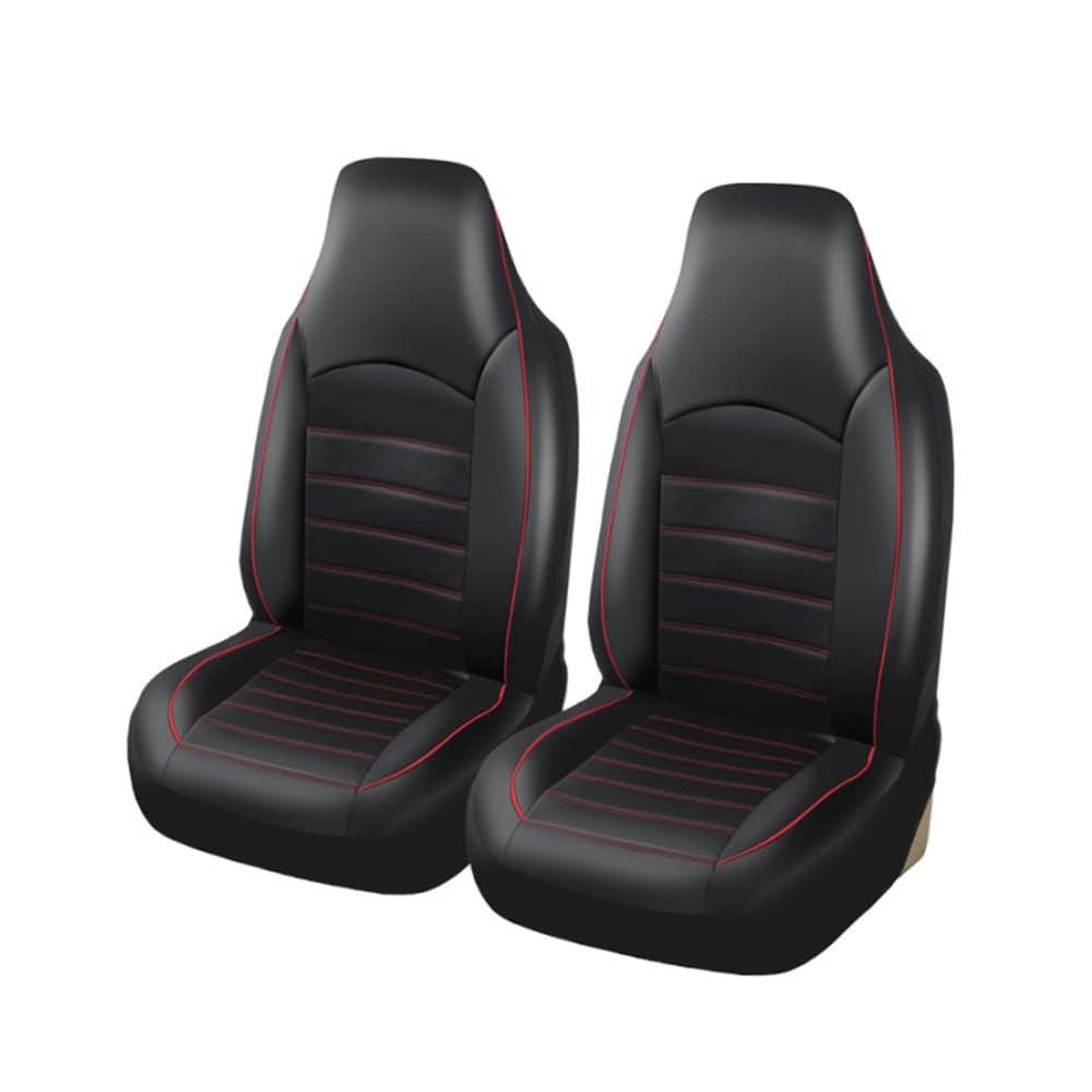 TOYOUN Klassisch Autositzbezüge Vordersitze Highback Sitzbezüge 2er Universal Schonbezüge PU Leder Sitzschoner für Autositz Vorne Schwarz Rot Auto- Zubehör Innenraum von TOYOUN