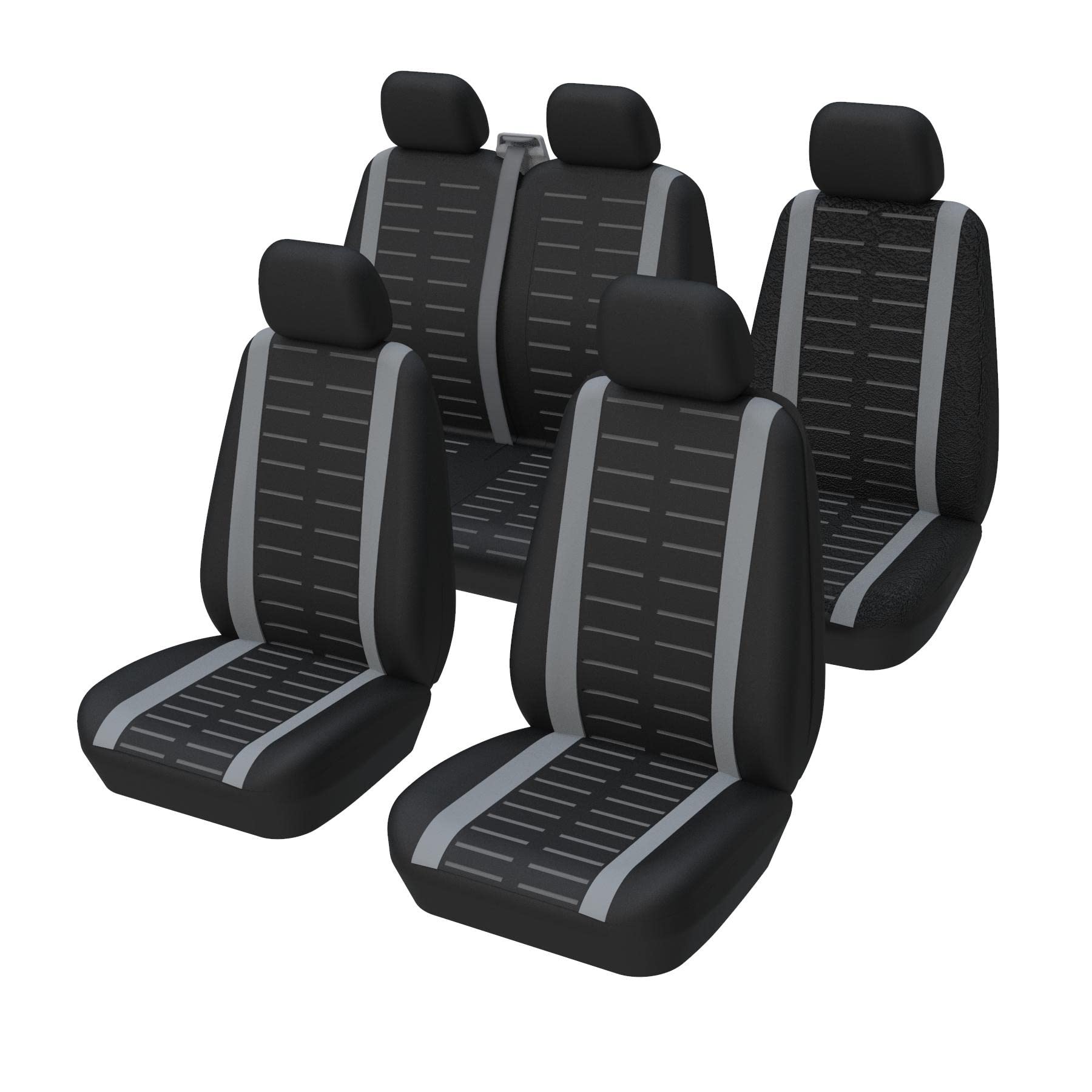 TOYOUN Universal Auto Sitzbezüge für 5-Sitzer,Autositzbezüge Komplettes Set Vordersitzbezüge mit 1+2 Doppelsitzbezügen für Beifahrer-Rücksitzbezüge für Kombi Cars Crew Van Combi, Grau von TOYOUN