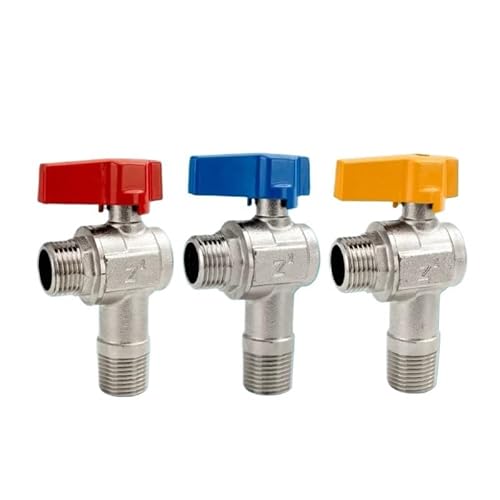 1/2" 3/4" Male Thread Full Port Brass Angle Ball Valve For Kitchen Bathroom Water Heater Toilet(3l4BSP M-M Red) von TPQZQAUEC