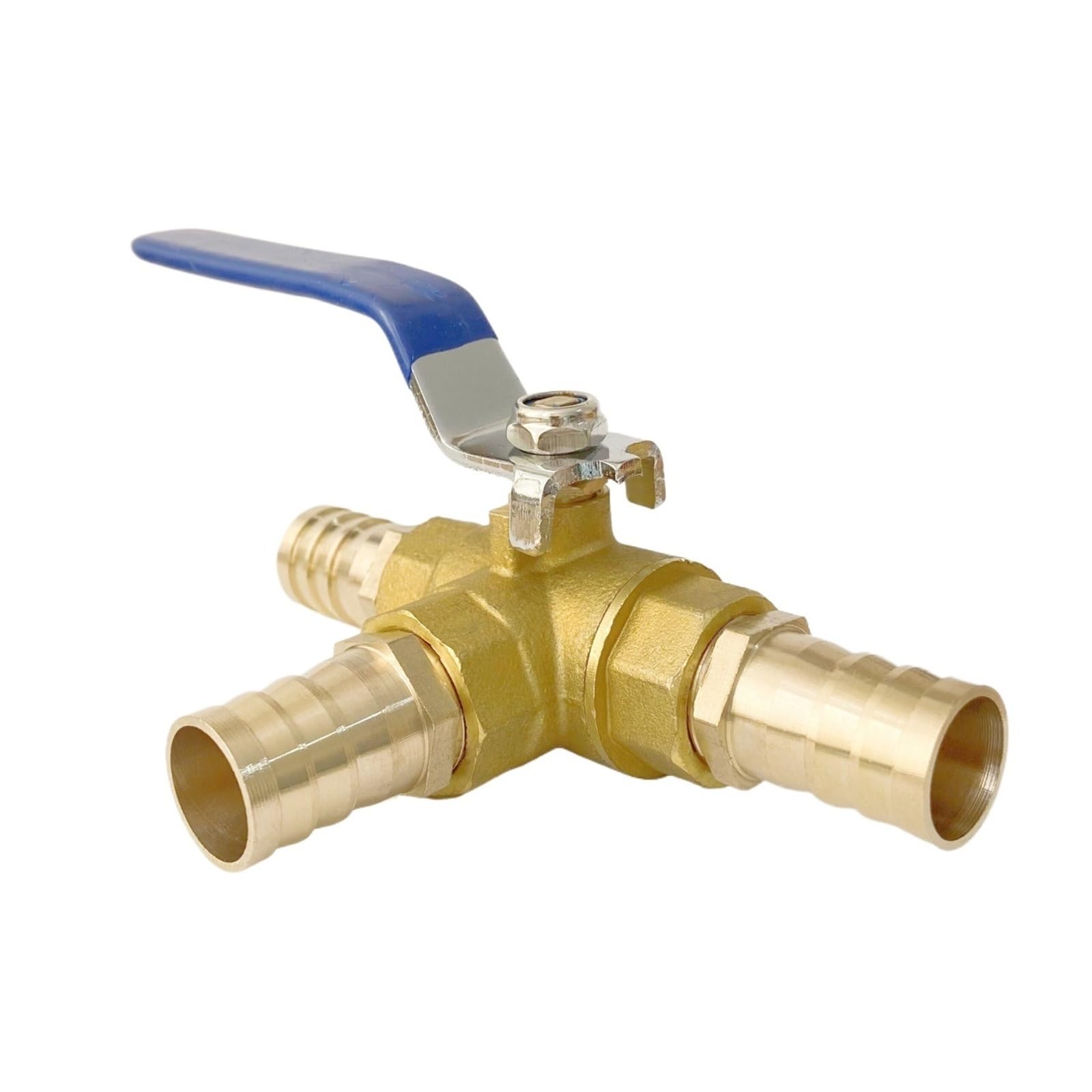 4/6/8/10/12/14/16/19mm Hose Barb x 1/2" Female Thread Brass Full Port T-Port Three Way Ball Valve Connector(10mm Barb) von TPQZQAUEC