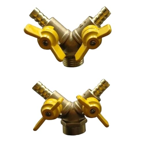 8mm 10mm Hose Barb x 1/2" Male Female Thread Brass 3 Way Ball Valve Pipe Fitting Connector(10mm Barb,Male) von TPQZQAUEC