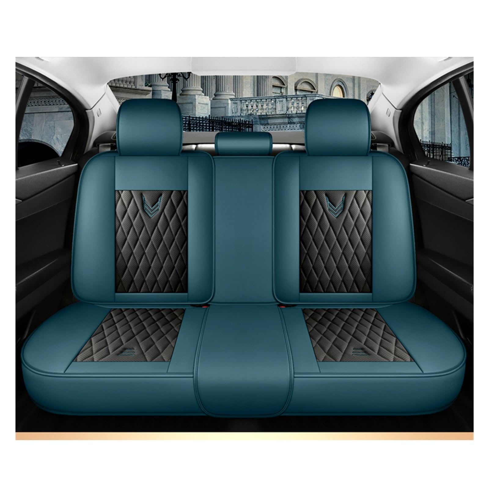 Auto-Schonbezug Für Jeep Für Cherokee WK2 WJ 2004 2014 Für Patriot Für Wrangler Für Kompass 2007 2019 Leder Auto Sitz Abdeckung Autositzbezug(Black Blue Rear) von TPSOBRU