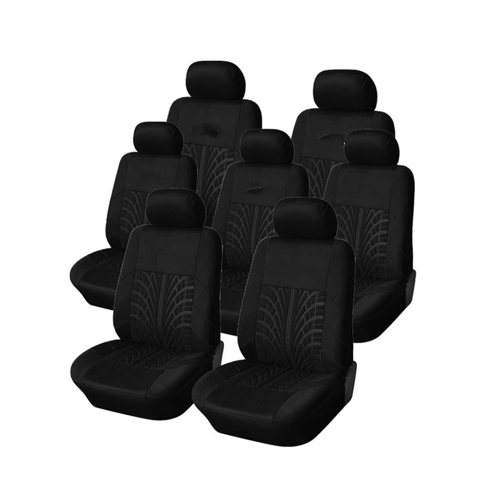 Auto-Schonbezug Reifen Präge Druck Auto Sitzbezüge Universal Für 7 Sitze Auto Sitz Für Auto/Lkw/Van Auto Innen Zubehör Autositzbezug(7pcs-black) von TPSOBRU