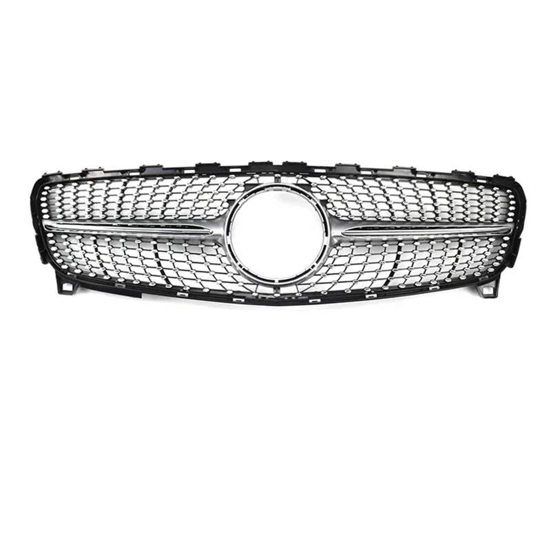 Frontgrills Für Benz A-KLASSE W176 2013-2018 GTR A180 A200 A250 Diamant Stil Auto Vorderen Stoßfänger Gitter Haube Mesh Front Bumper Grille(16-18 Diamond Silver) von TPSOBRU