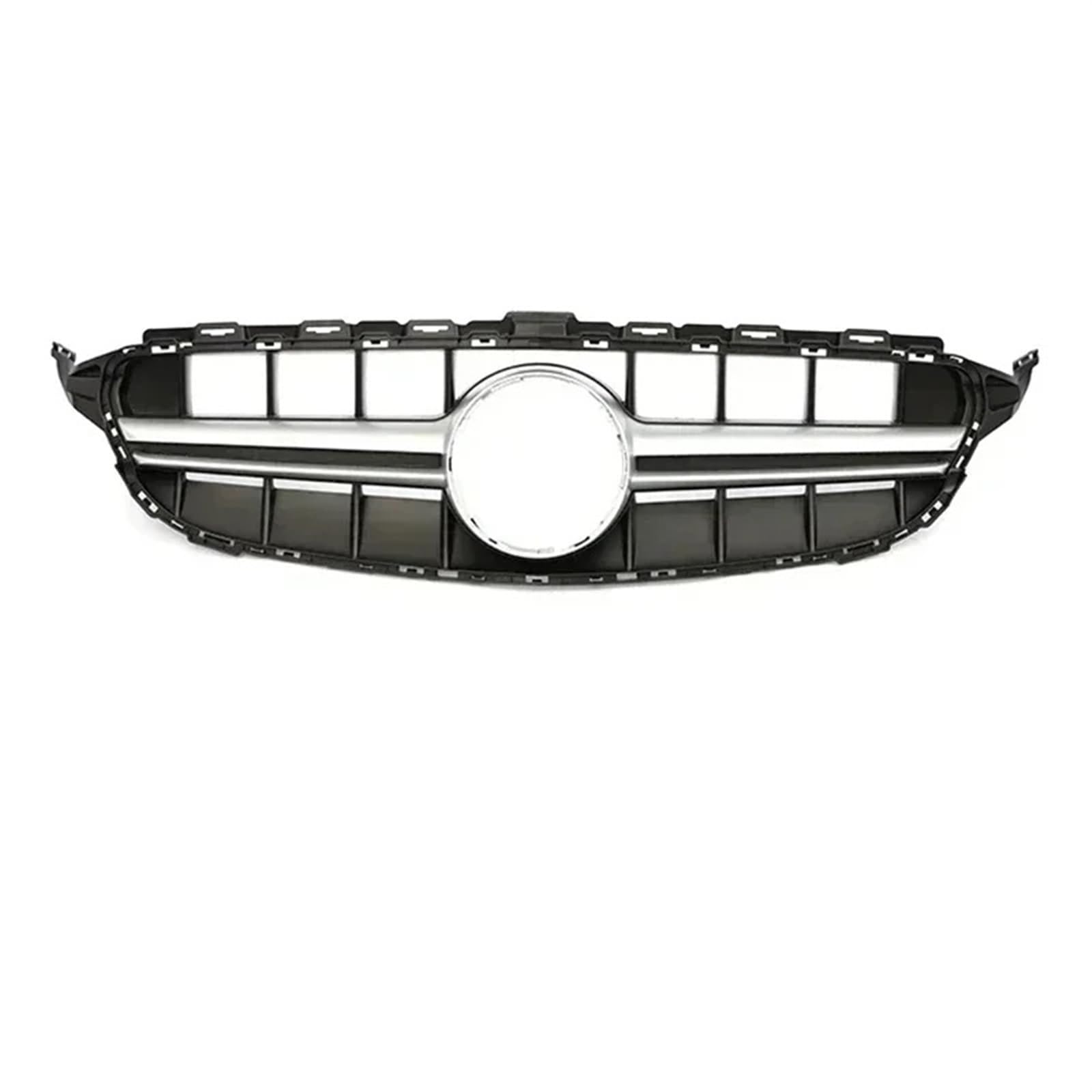 Frontgrills Für Benz C Klasse W205 2015-2018 Auto Racing Kühlergrill Oberen Stoßfänger Haube Mesh Grill Front Bumper Grille(Silber) von TPSOBRU