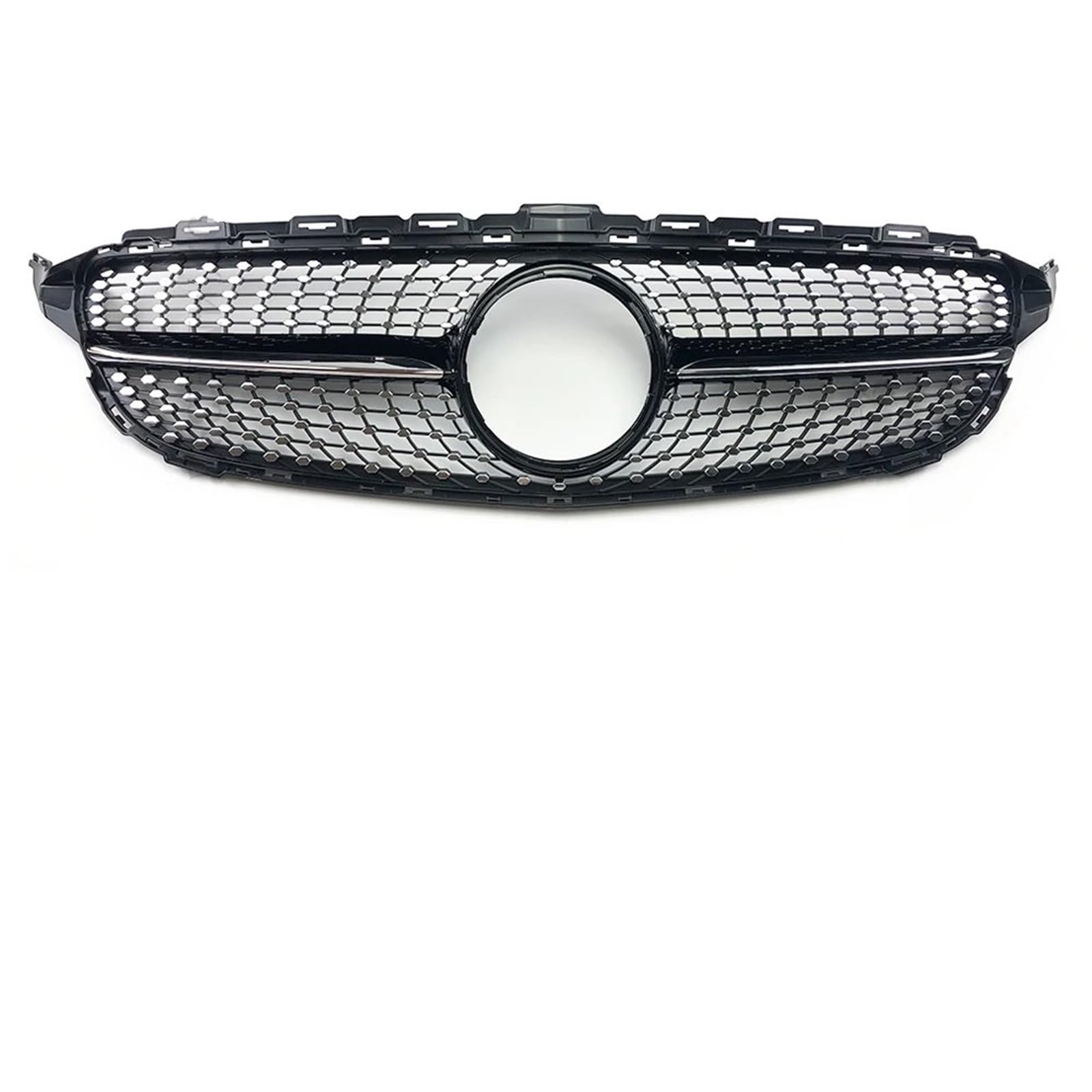 Frontgrills Für Benz W205 C205 S205 Für AMG C 2014-2021 GTR GT Diamant Front Stoßstange Grille Racing Einlass Haube Grill Zentrum Mesh Front Bumper Grille(14-18 Diamond Black) von TPSOBRU