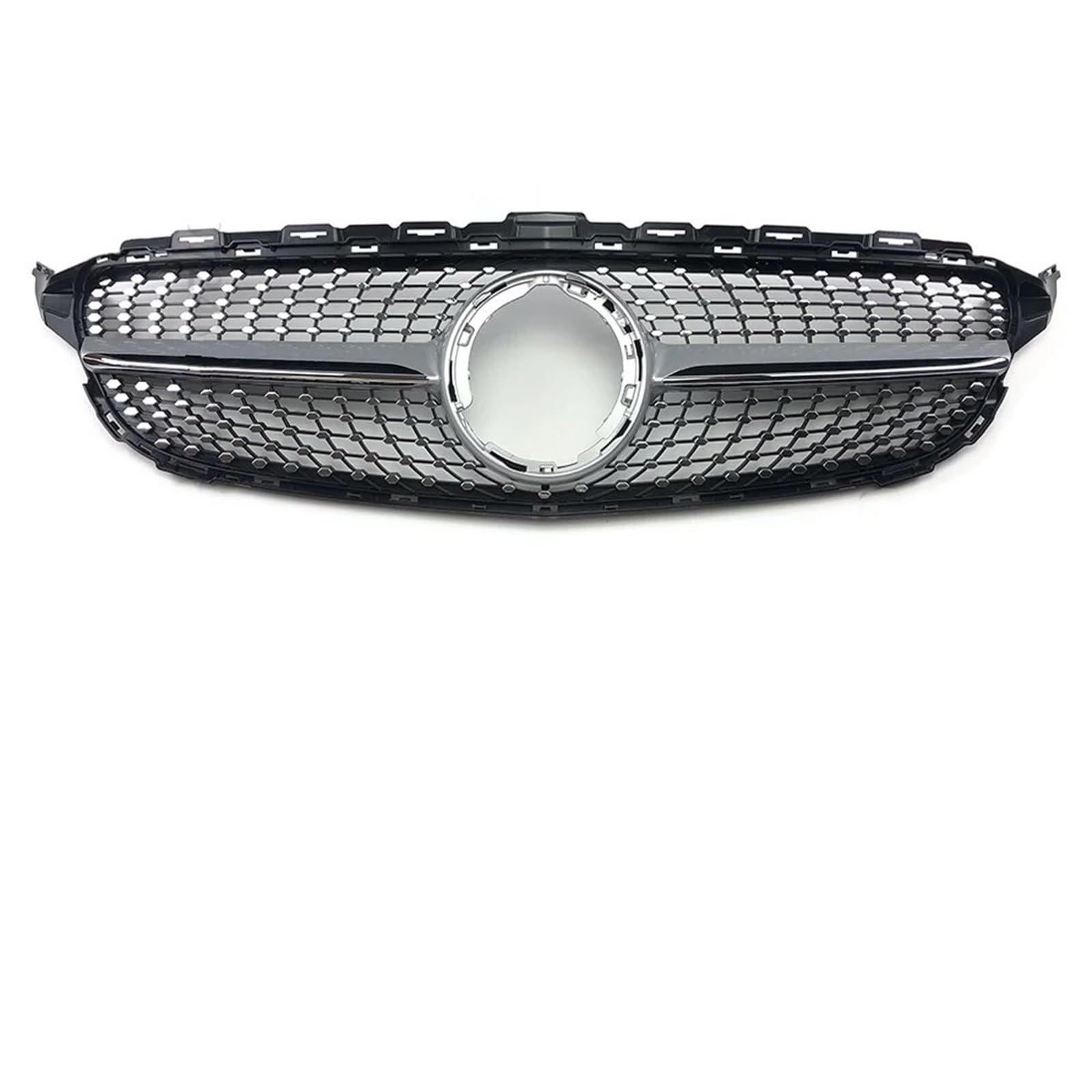 Frontgrills Für Benz W205 C205 S205 Für AMG C 2014-2021 GTR GT Diamant Front Stoßstange Grille Racing Einlass Haube Grill Zentrum Mesh Front Bumper Grille(19-21 Diamond Silver) von TPSOBRU