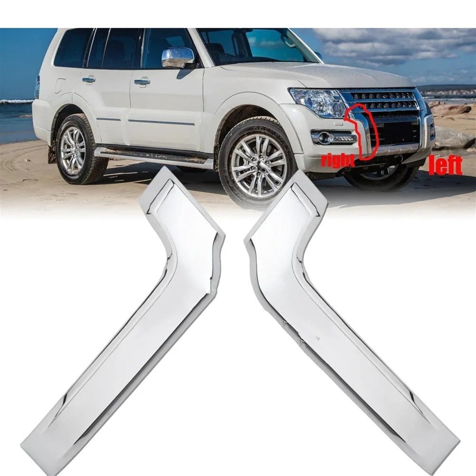 Frontgrills Für Für Pajero Für Montero V93 V97 V98 2015 2016 2017 Auto Frontstoßstange Grill Chromzierleiste Abdeckung Front Bumper Grille(Pair) von TPSOBRU