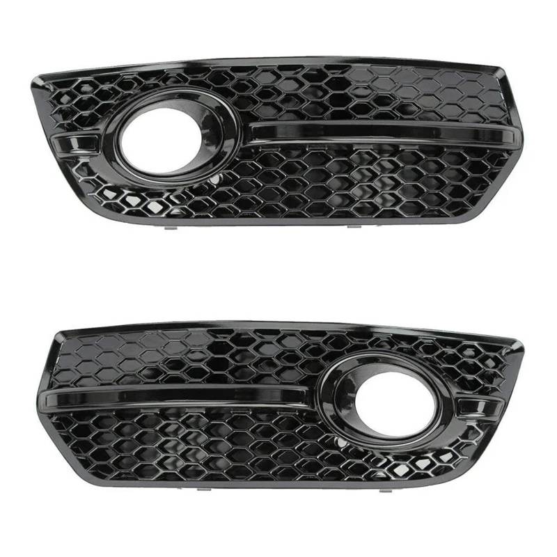 Frontgrills Für Q5 Standard 2009-2012 Frontstoßstangenlampe Racing Grills 8R0807681E 8R0807682E Nebelscheinwerferabdeckung Grill Front Bumper Grille(Glossy Black) von TPSOBRU