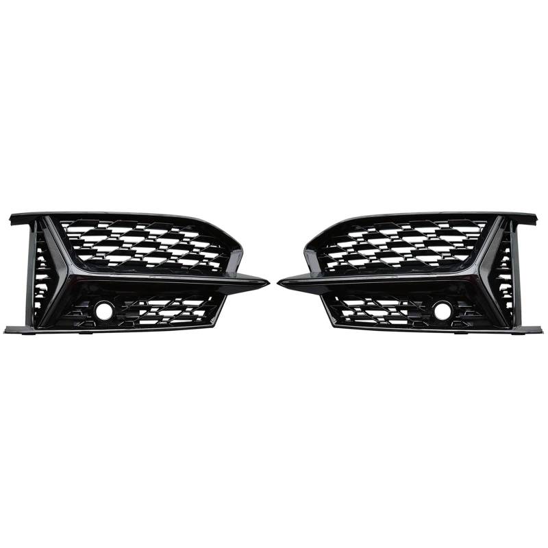 Frontgrills Für S6 A6 C8 RS6 S-Linie 2018-2024 Nebel Licht Lünette Abdeckung Auto Vorderen Stoßfänger Kühlergrill Grill Abdeckung Front Bumper Grille(Glossy Black) von TPSOBRU