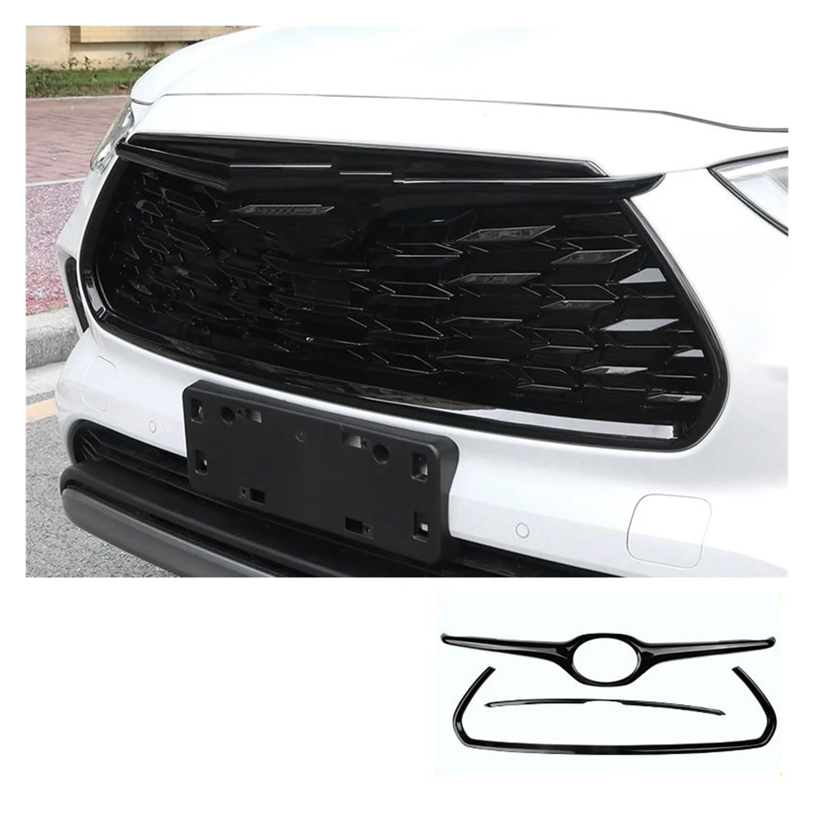 Frontgrills Für Toyota Für Highlander XU70 2023 2021 2022 Auto Kühlergrill Dekoration Patch Net Alle Sterne Paste Front Bumper Grille(Type G) von TPSOBRU