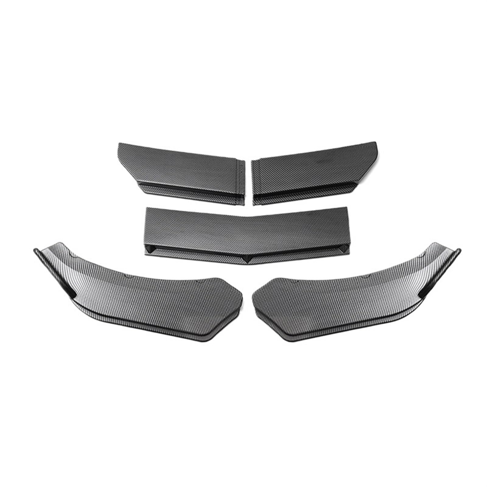 Frontstoßstange Lippe 5Pcs Auto Universal Front Schaufel Ente Lip Stoßstange Winddicht Spoiler Zubehör Auto-Frontspoiler(5Pcs Carbon Fibre) von TPSOBRU