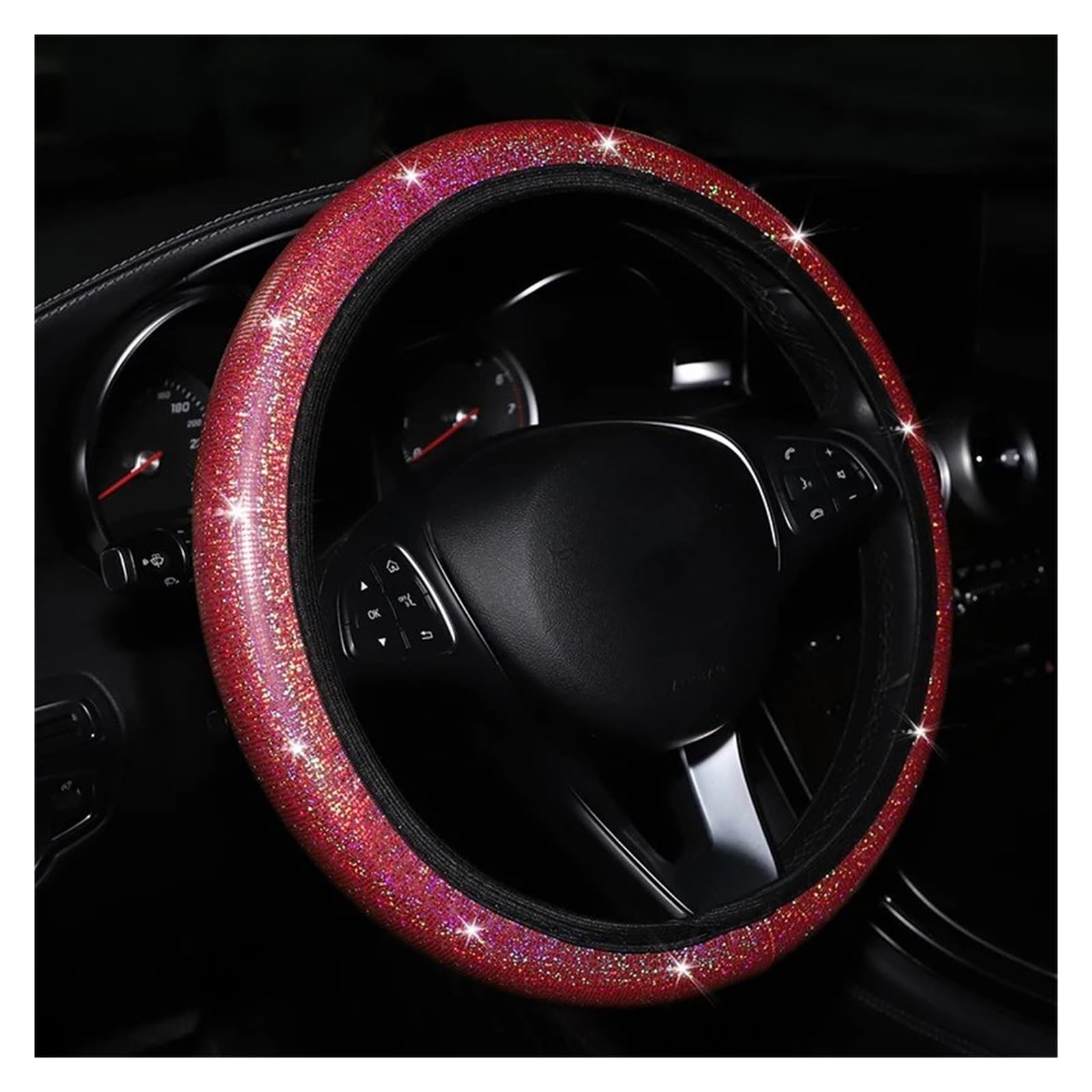 Interieurleisten Diamant Strass Auto Lenkrad Abdeckung 37/38 cm Auto Innen Zubehör Frauen Fall Auto Styling Vier Jahreszeiten Innenausstattung(Blue) von TPSOBRU