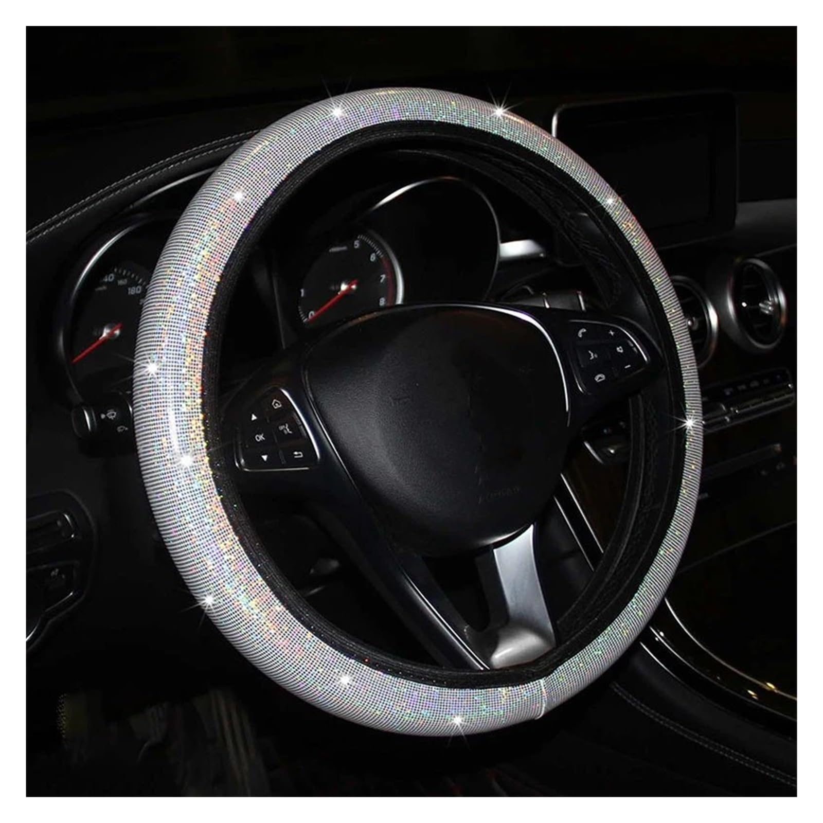 Interieurleisten Diamant Strass Auto Lenkrad Abdeckung 37/38 cm Auto Innen Zubehör Frauen Fall Auto Styling Vier Jahreszeiten Innenausstattung(Pink) von TPSOBRU