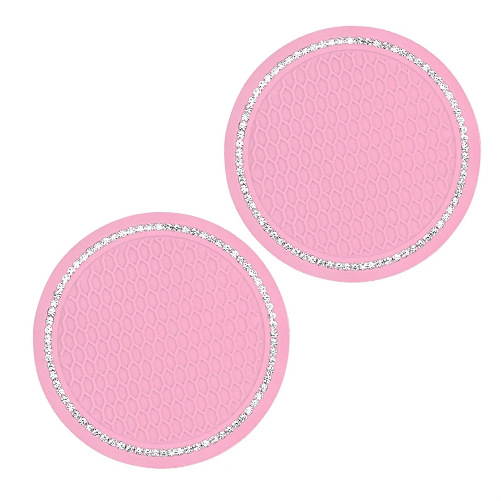 Interieurleisten Zubehör 2PCS Herz Form Auto Diamant Coaster Wasser Tasse Slot Nicht-Slip Matte Silica Pad Tasse Halter Matte Auto Innen Dekoration Car Innenausstattung(B Pink) von TPSOBRU