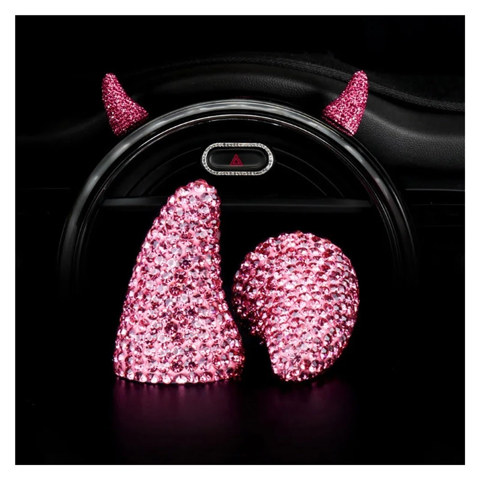 Interieurleisten Zubehör 2PCS Strass Auto Innen Dekor Nette Styling Aufkleber Bling Dashboard Ornament Nette Auto Innen Car Innenausstattung(Pink) von TPSOBRU