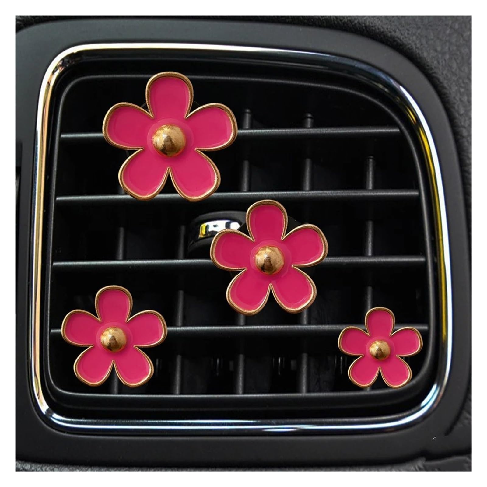 Interieurleisten Zubehör 4 Teile/satz Auto Outlet Vent Parfüm Clips Auto Lufterfrischer Klimaanlage Aromatherapie Kleine Gänseblümchen Innen Dekoration Car Innenausstattung(Rose Red) von TPSOBRU