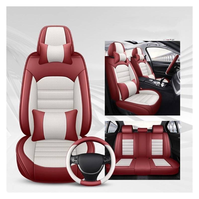 TPSOBRU Auto-Schonbezug Für Citroen C5 C2 C3-XR C3 C4 C6 C8 DS3 DS5 Komplettset Atmungsaktive Leder Universal Autositzbezüge Autositzbezug(Red with Pillow) von TPSOBRU