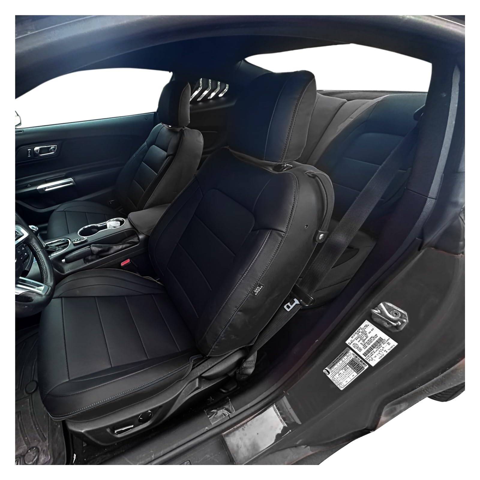 TPSOBRU Auto-Schonbezug Für Ford Für Mustang GT Für Mustang Cabrio Autositzbezüge Komplettset Material Autositzbezug(Black a,2015-2024 Coupe) von TPSOBRU