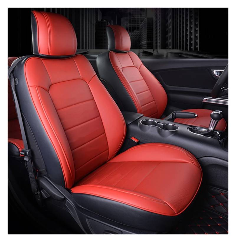 TPSOBRU Auto-Schonbezug Für Ford Für Mustang GT Für Mustang Cabrio Autositzbezüge Komplettset Material Autositzbezug(Red Black,15-2024 Convertible) von TPSOBRU