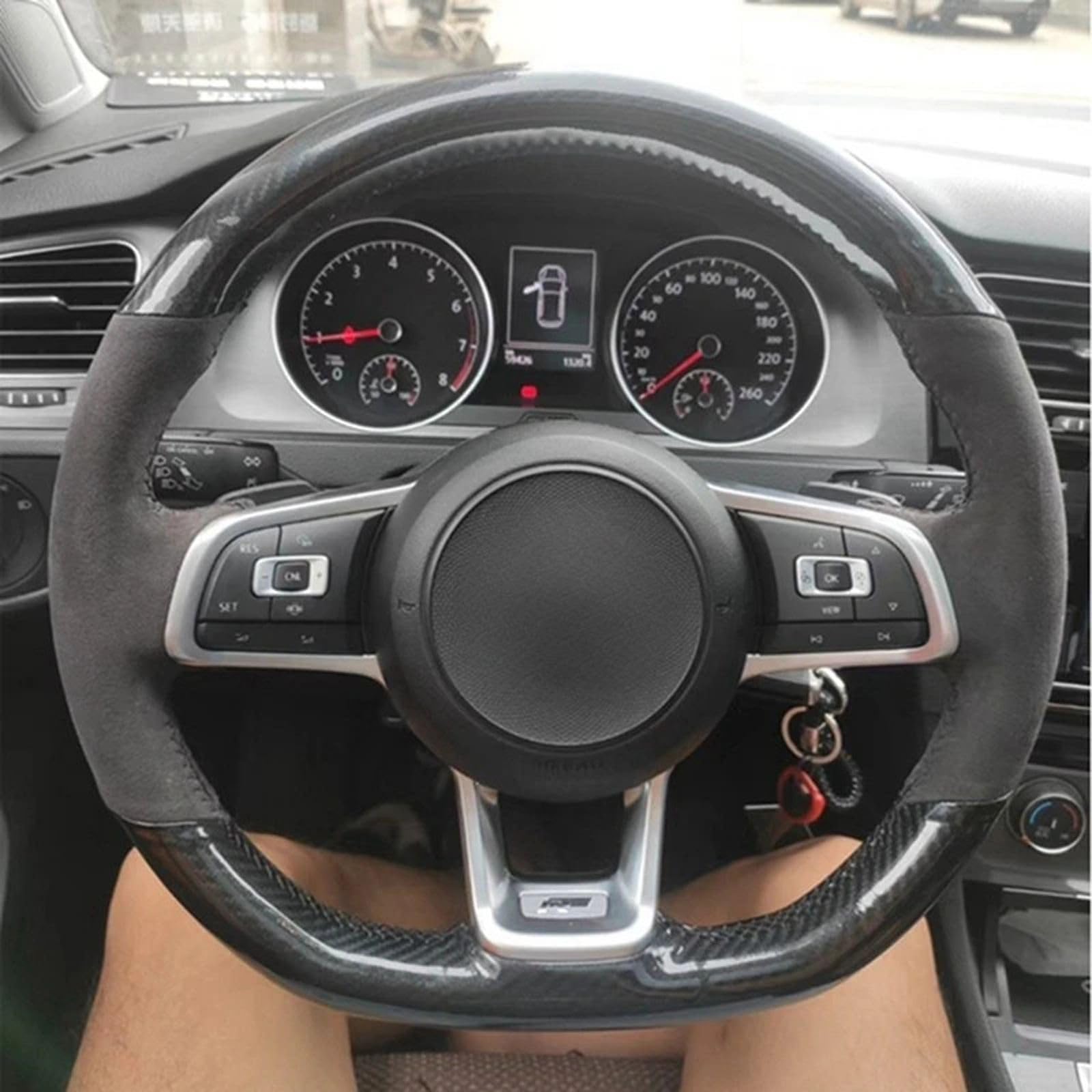 TQABADQ Auto-Lenkradbezug, Karbonfaser, echtes Leder, für VW Golf R MK7 Golf 7 GTI VW Polo GTI Scirocco 2015 2016 von TQABADQ