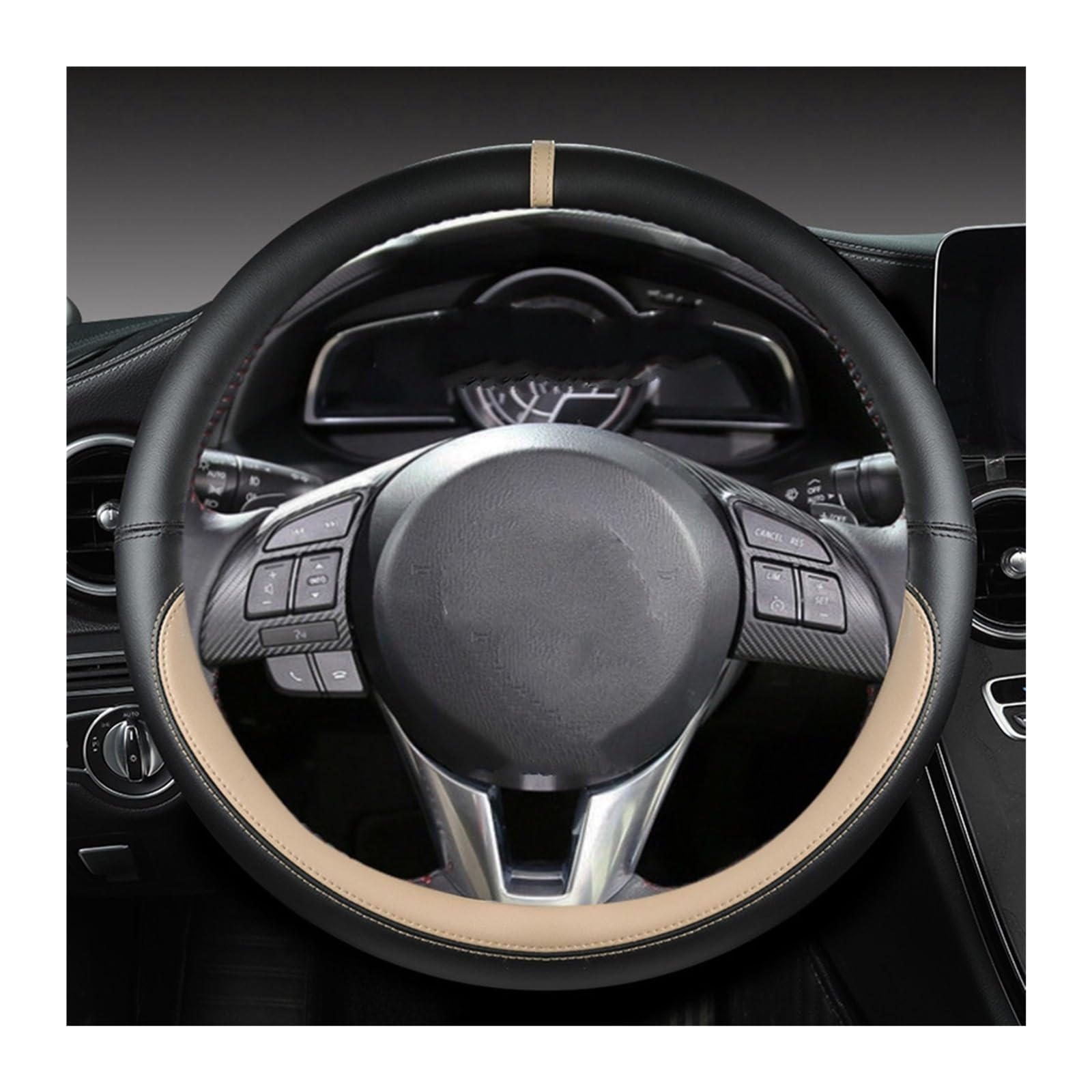 Auto Lenkradhüllen Für Mazda 2 3 Für Axela Für Mazda 6 Für Atenza Für CX5 Mikrofaser Leder Auto Lenkrad Abdeckung Autozubehör Innenraum (Farbe : Beige) von TQASER