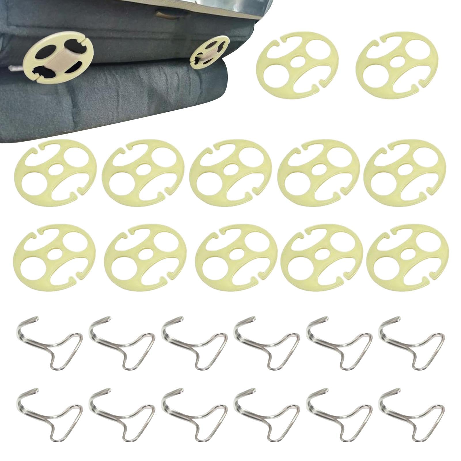 24 Stück Autositzbezug-Halter-Clips, Autositzbezug-Installationshaken, Aufhänger Zur Befestigung Von Autositzbezügen, 12X Spannfutter Für Autositzbezüge Und 12X Metallhaken,Ersatzzubehör Die Installat von TQEBWUS