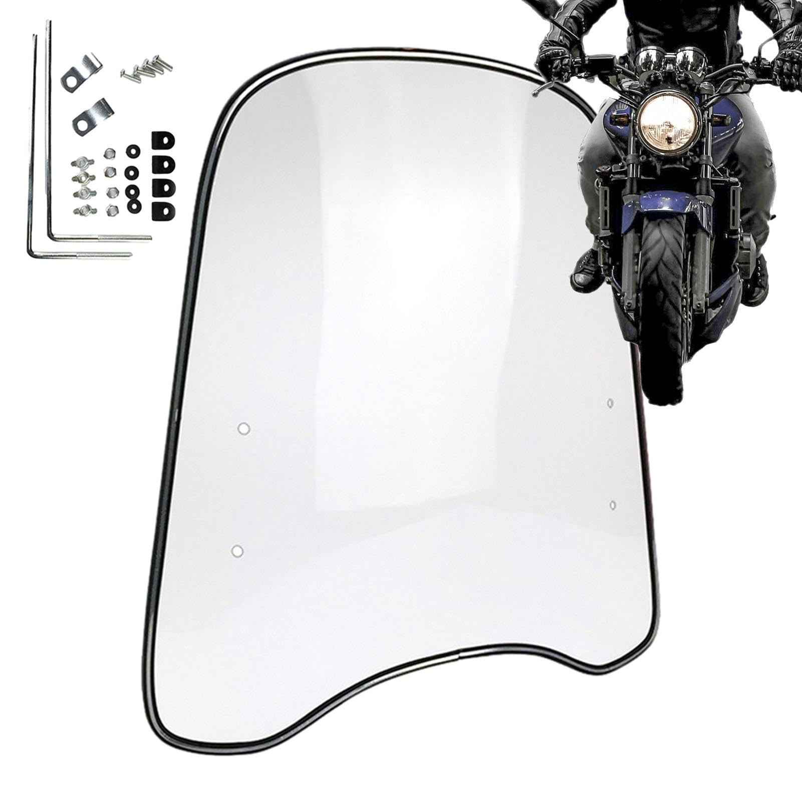 46x42.5cm Roller Windschutzscheibe, Motorrad Windschutzscheibe, Universelle Motorrad Spoilerscheibe Windschild Spoiler,Roller-Windschutzscheibe Mit Verbreiterten Kanten Und Windschutzscheibe von TQEBWUS